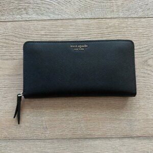 Kate Spade Cameron Continental Wallet Black Saffiano Leather